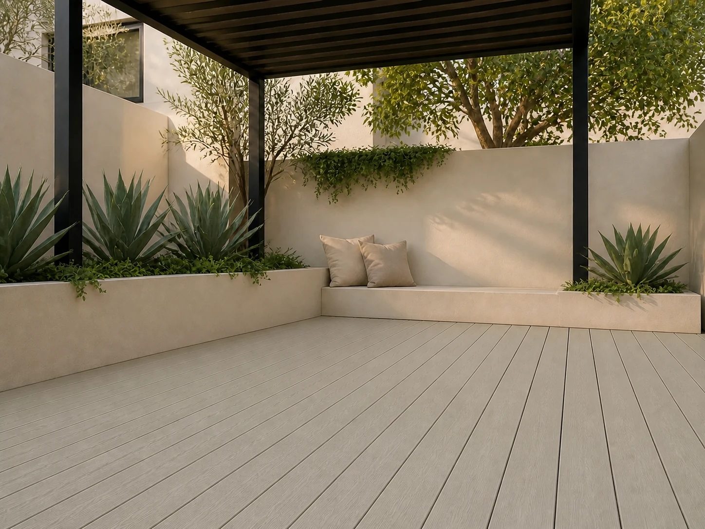 La misma terraza con deck instalado por la cara Mocca